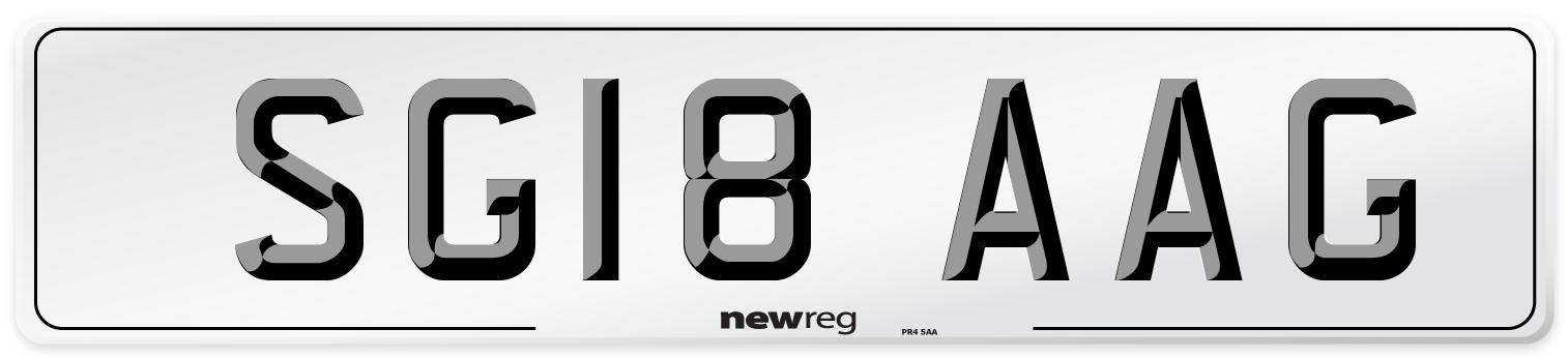 SG18 AAG Number Plate from New Reg